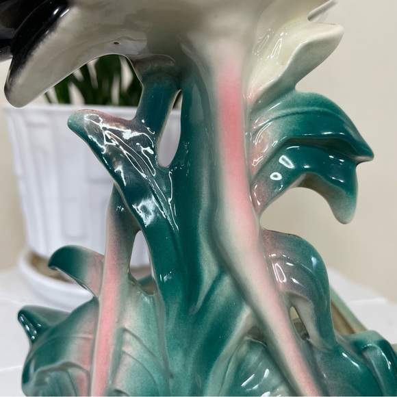 Vintage 1950s MCM Ceramic Standing Pink Flamingo Planter Figurine - Picture 8 of 16